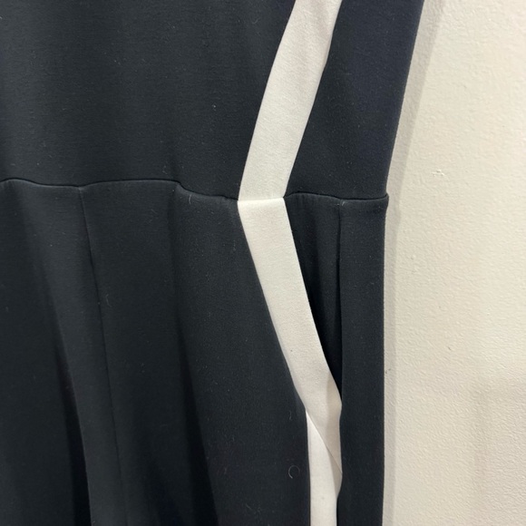 Spanx AirEssentials Mock Neck Striped Track Jumpsuit Very Black Wide Leg Size 2X - Picture 5 of 14